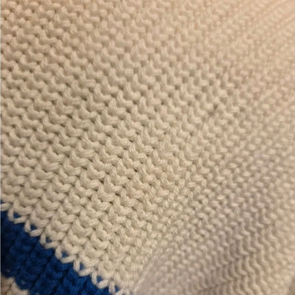 Talbots White Crewneck Sweater with Blue and Lime Stripes - Picture 6 of 8